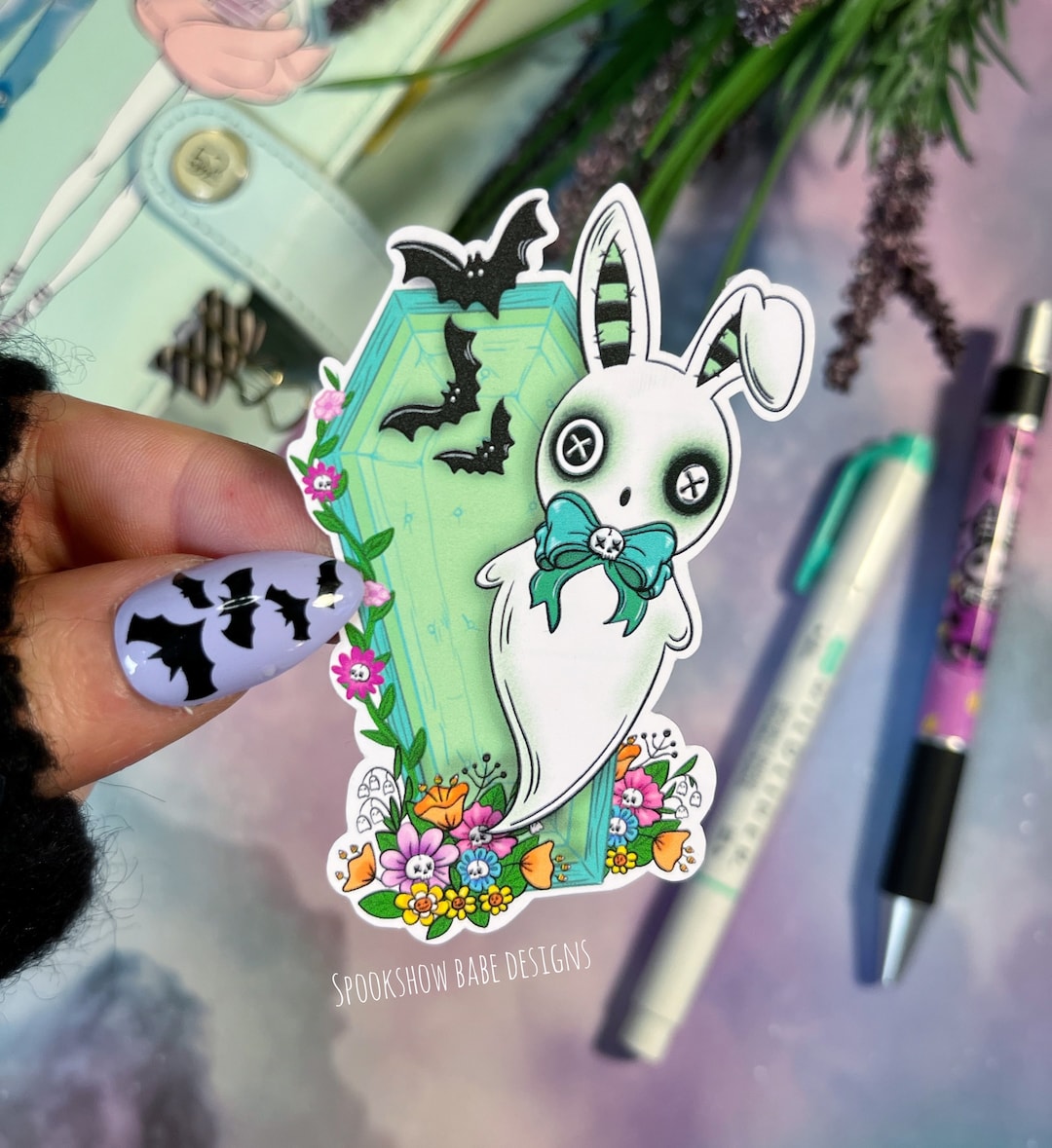 Gothic Bunny Sticker/creepy Cute Spring Sticker/spooky Easter Bunny ...