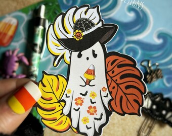 beach ghost sticker/tropical sticker/gothic sticker/summerween sticker/spooky cute sticker/planner sticker