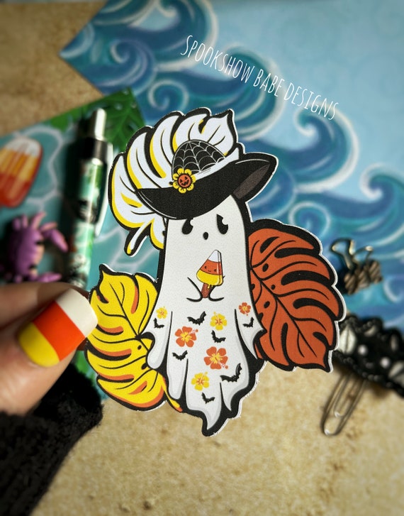beach ghost sticker/tropical sticker/gothic sticker/summerween sticker/spooky cute sticker/planner sticker