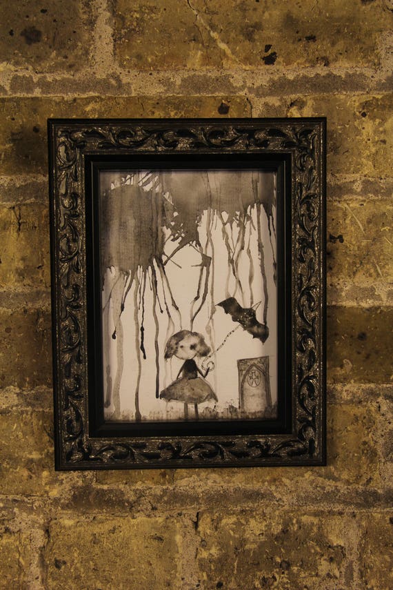 Horror Decor_Gothic Home Decor_Halloween Decor_Creepy Art_Cemetery Decor_Creepy Art Prints_Watercolor Painting_Room  Decor_Mourning Art