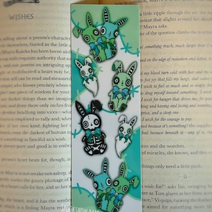 Handmade Bookmark/Bookish Gifts/Book Lover Gifts/Gothic Bookmark/Bunny Bookmark/Pastel Goth/Creepy Cute Halloween Bookmark