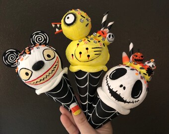 Nightmare Before Christmas Fan Art/Art Dolls /Jack Skellington Fan Art/Scary Teddy Fan Art/Zombie Duck Fan Art/Ice Cream Decor/Halloween