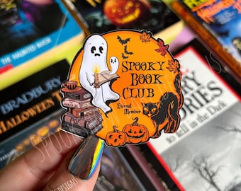 Sticker fantôme d'Halloween Spooky Book Club pour ordinateurs portables Kindle Carnets et agendas