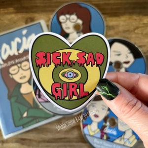 Pegatina de Daria de los 90/Mundo triste y enfermizo/Chica gótica/Estilo grunge/Salud mental/Pegatina de depresión/Pegatinas para agenda/Regalos nostálgicos