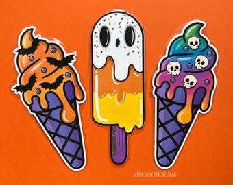 Summerween Spooky Gothic Summer Ice Cream Bookmark for bookish friends, kids or book club gifts