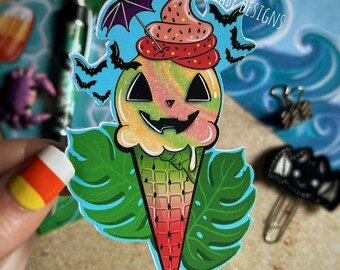 Summerween sticker/ice cream sticker/gothic sticker/food sticker/summerween/planner sticker/watermelon sticker/creepy cute