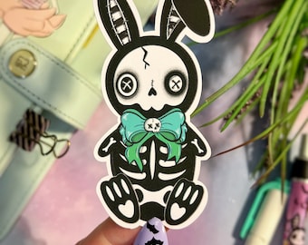Gothic Bunny Sticker/Creepy Cute Spring Sticker/Spooky Easter Bunny/Journaling/Scrapbooking/Art Stickers/Handmade Planner Sticker