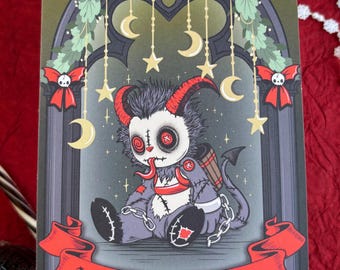 Single Gothic Krampus Christmas Card for Creepmas or Krampusnacht to celebrate a unique and spooky Christmas