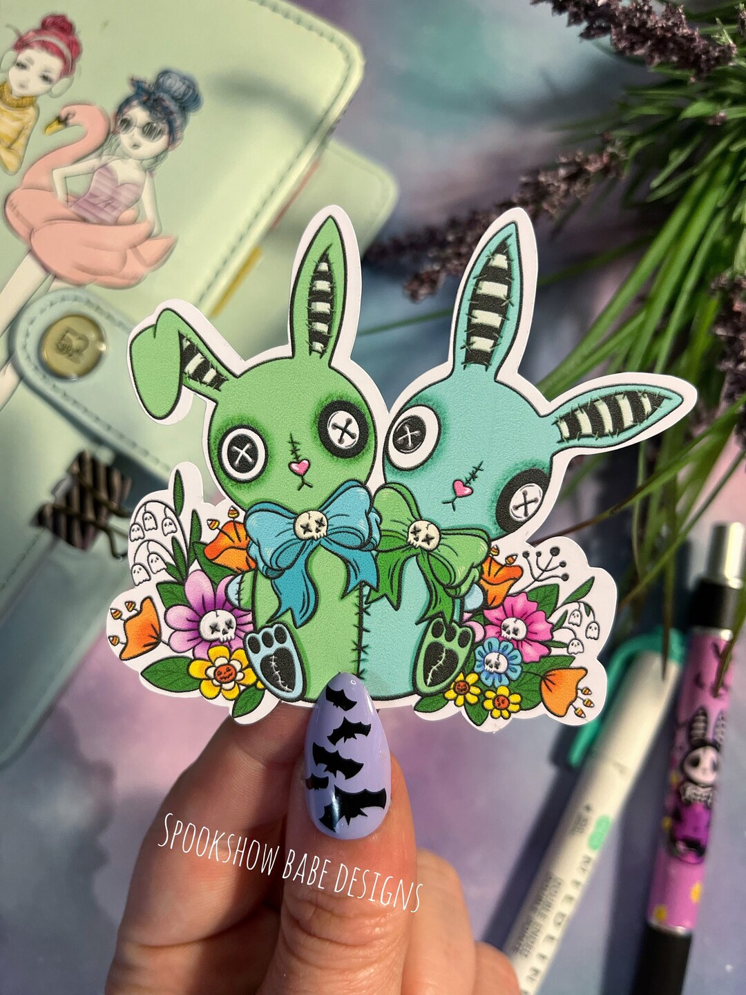 Gothic Bunny Sticker/creepy Cute Spring Sticker/spooky Easter Bunny ...