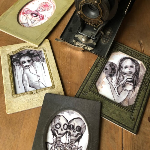 Framed Print/Horror Decor/Gothic Home Decor/Creepy Art Prints/Gothic Christmas/Stocking Stuffer/Spooky Art Prints/Wall Art/Watercolor