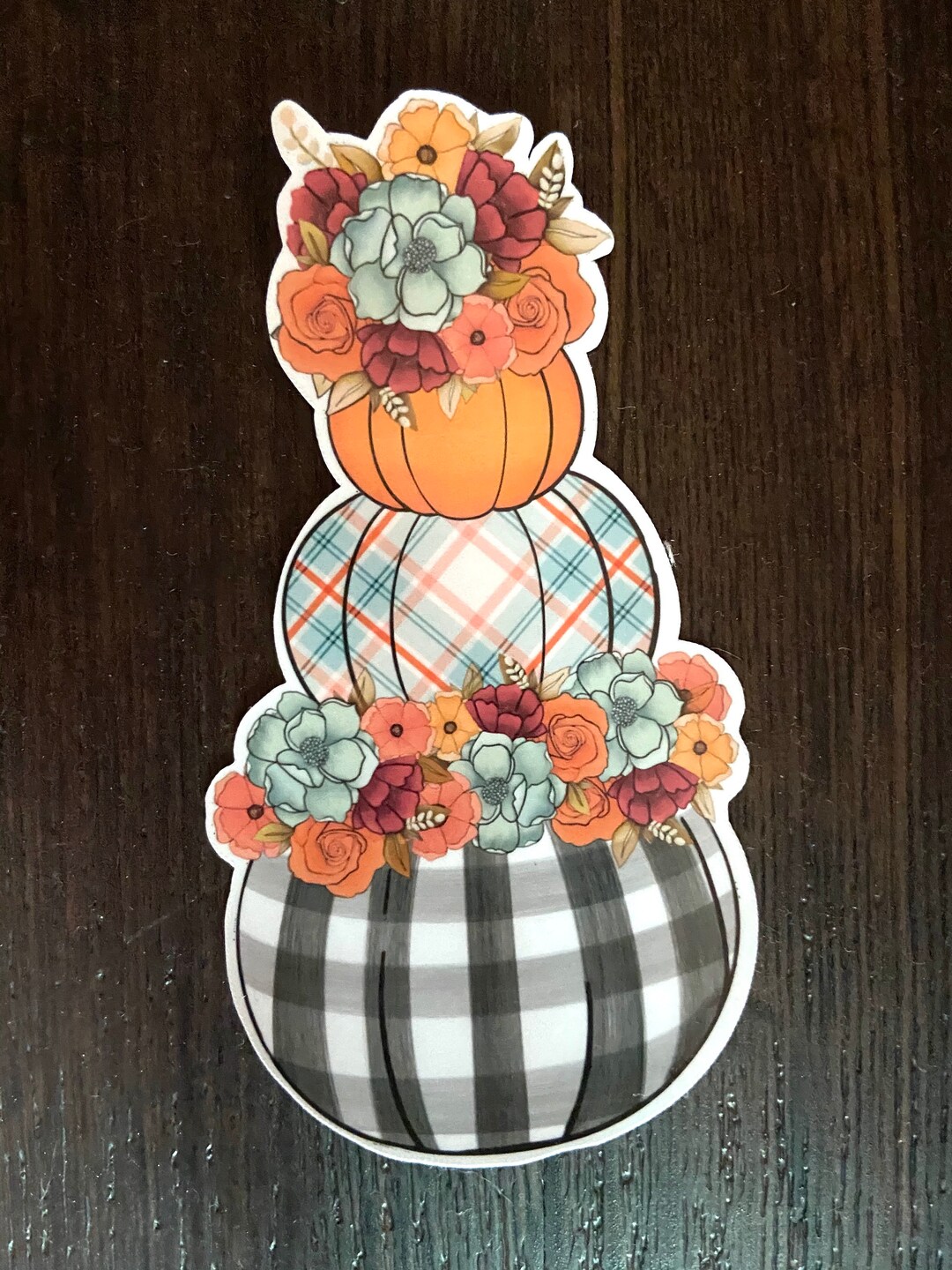 Autumn Stacked Pattern Pumpkins Vinyl Sticker for Your Laptop, Water ...