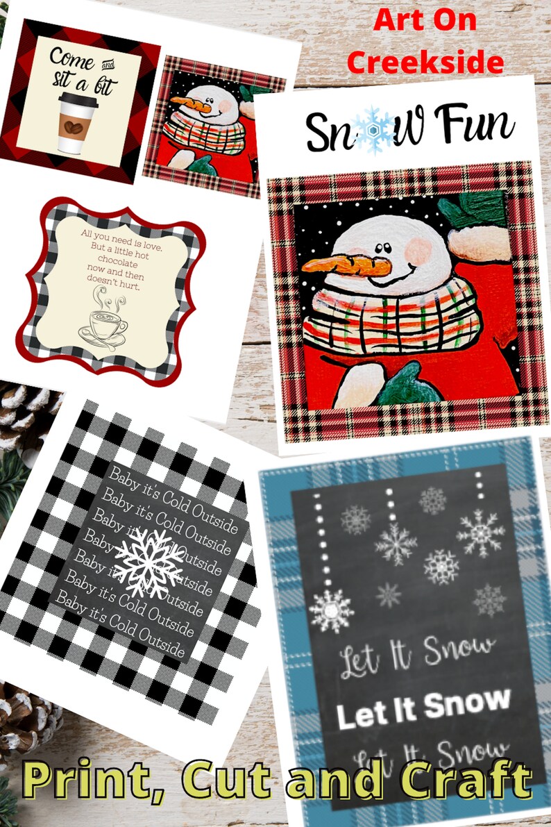 Winter Red and Black Printable Crafters Bundle Just Print | Etsy
