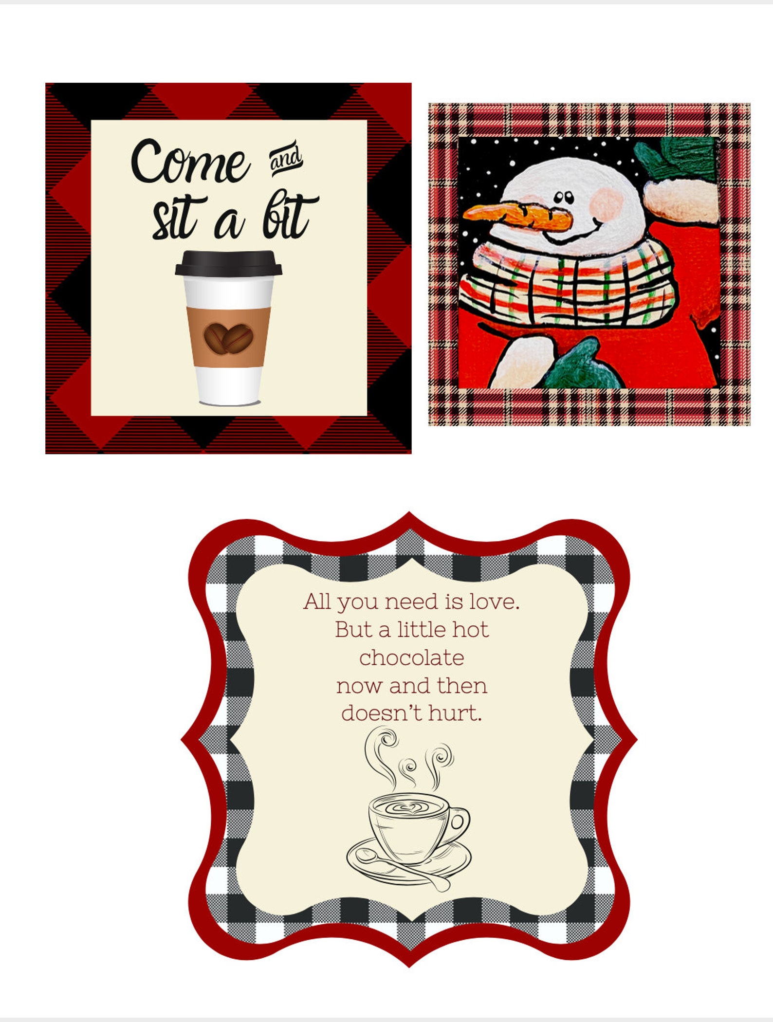 Winter Red and Black Printable Crafters Bundle Just Print | Etsy