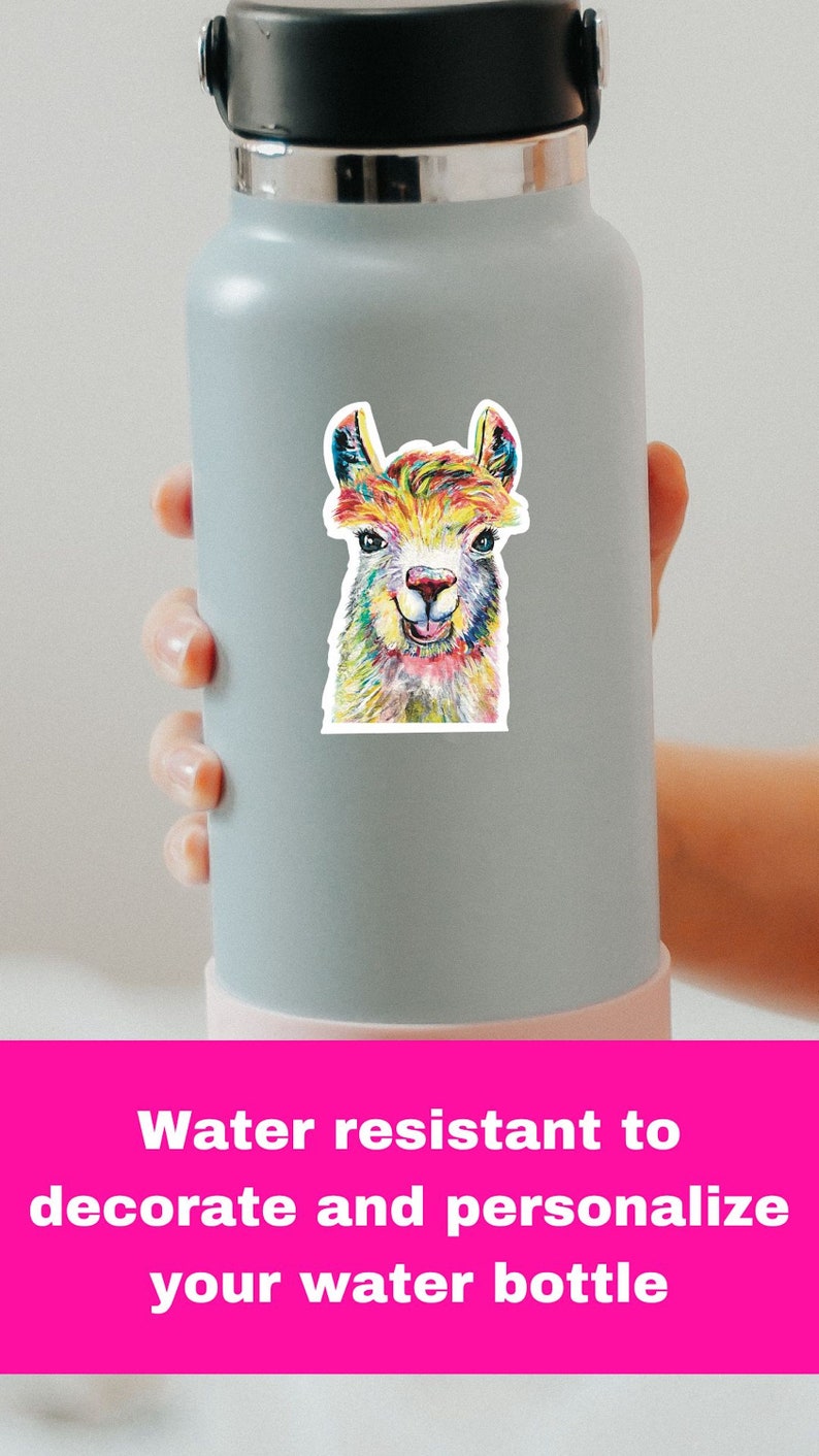 Rainbow Llama Vinyl Sticker Llama Gift Water Bottle Sticker Etsy