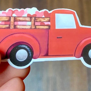 Valentine Vintage Truck Sticker, Hearts Truck Sticker