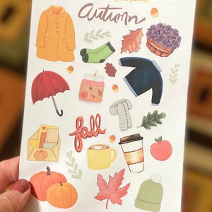 Fall and Autumn Stickers Sheet To Add Fun To Journals, Laptops, Planners, Notebooks and More
