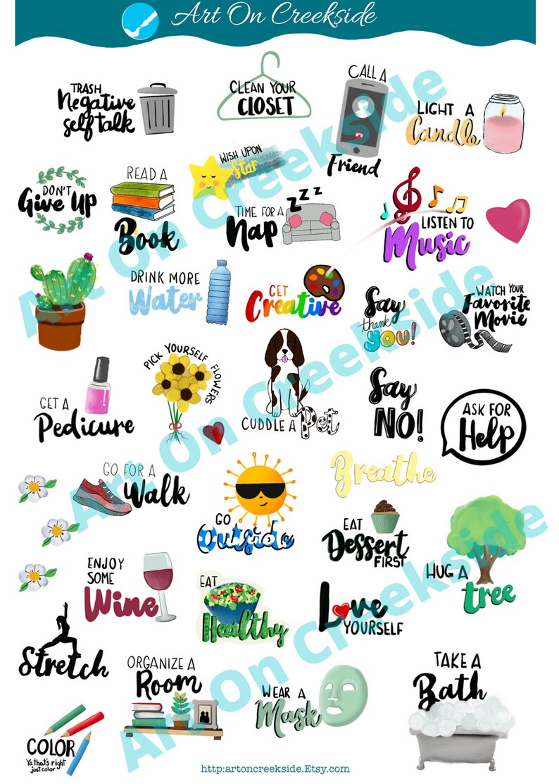 Self Care Stickers Sheet to Add Reminders to Journals Etsy