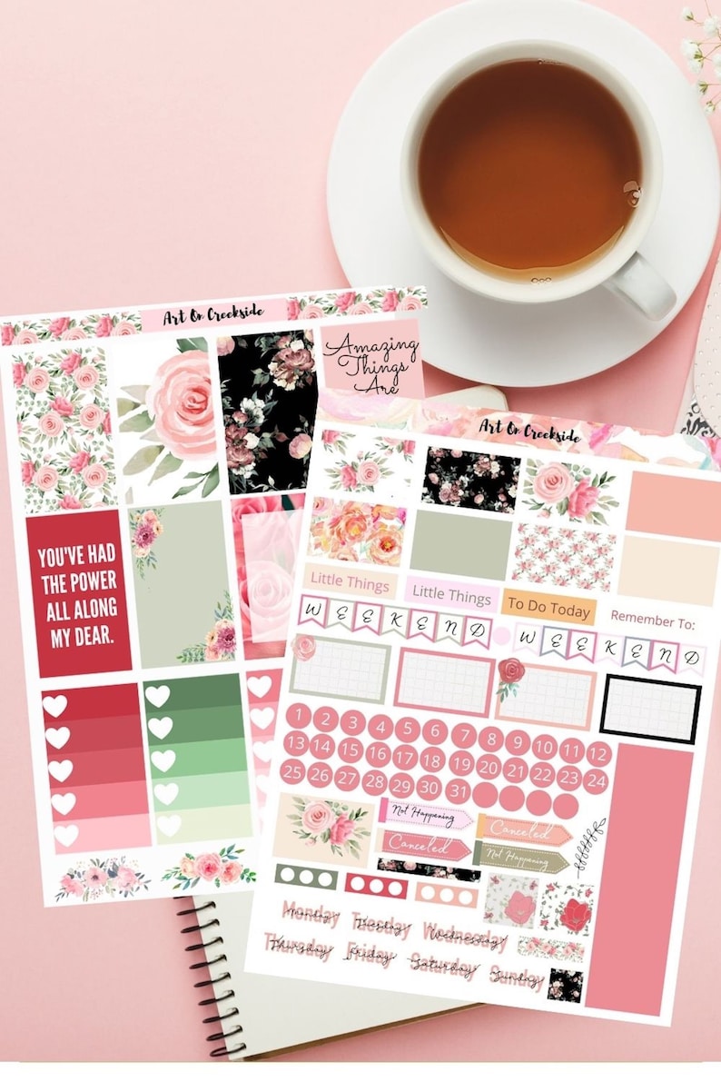 Rose Planner Sticker Sheets, Big Happy Planner, Scrapbooking Stickers ...