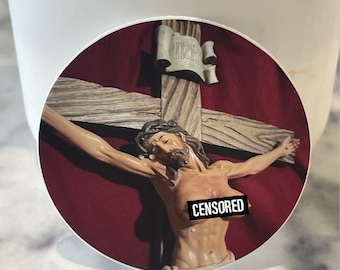 Busty Jesus sticker (2”x2”)