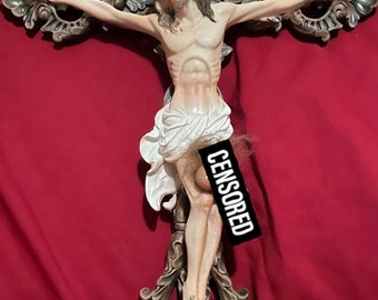 Big D*ck Jesus with T*ts, Blasphemous Sculpture, funny Jesus sculpture, gag gift (15.5”x10.5”)