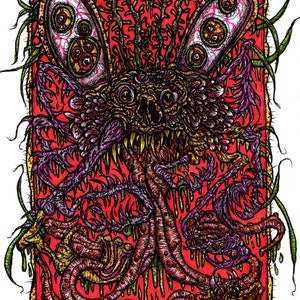 Nadruk motyla (8”x11”), długopisy mikronowe, markery Copic