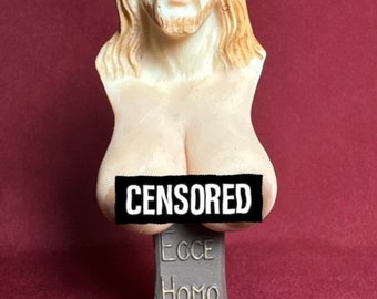 Busty Jesus, Blasphemous sculpture, funny Jesus, gag gift  (4.5” x 1.5”)