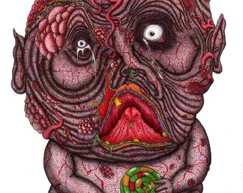 Lollipop Baby (8”x11”) print, microns ink and copic markers