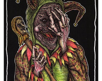 The Fool - colored (8”x11”) print, micron ink and copic markers