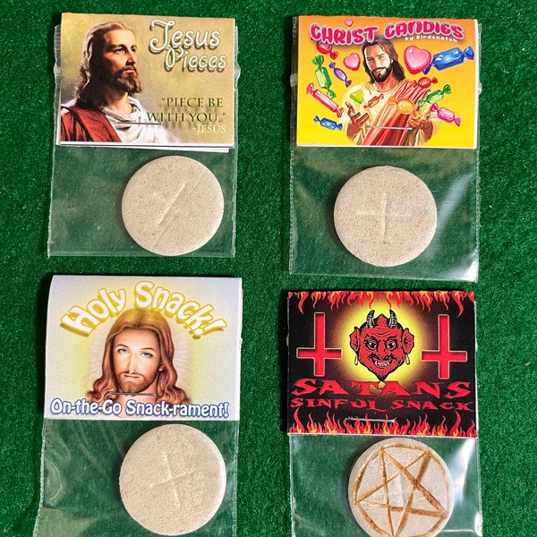 Holy Snack, Jesus Pieces, Christ Candies, Satan Snack - Catholic wafers, Eucharist, funny gag gift, READ DESCRIPTION