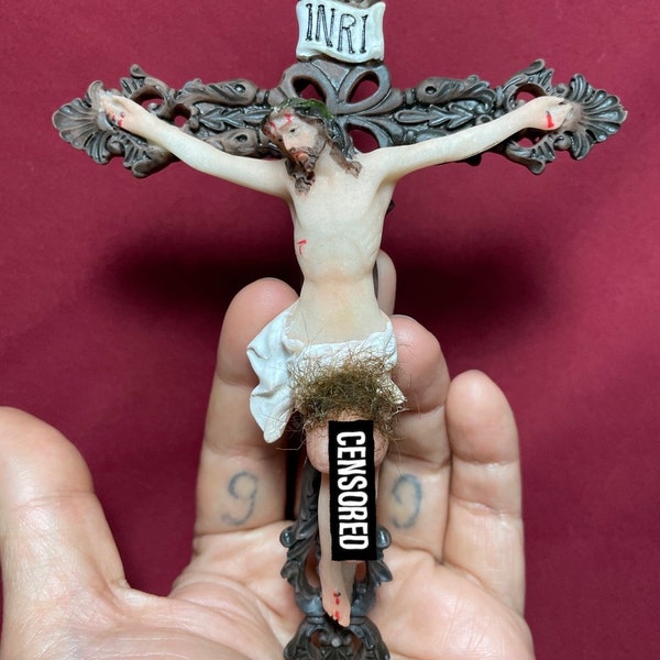 Mini-Big D*ck Jesus sculpture/ornament (6.5” x 5.5”) Blashemous sculpture, funny Jesus, gag gift, Jesus penis art