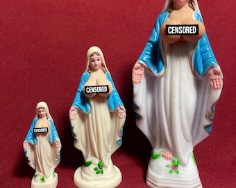 Busty Mother Mary, Blasphemous sculpture, sacrilegious gag gift, (multiple sizes)