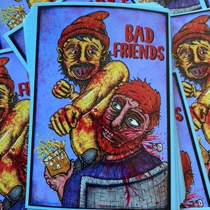 BAD FRIENDS - Bobby Lee and Andrew Santino Comedy Podcast-Aufkleber (4”x3) Danke, dass du ein schlechter Freund bist