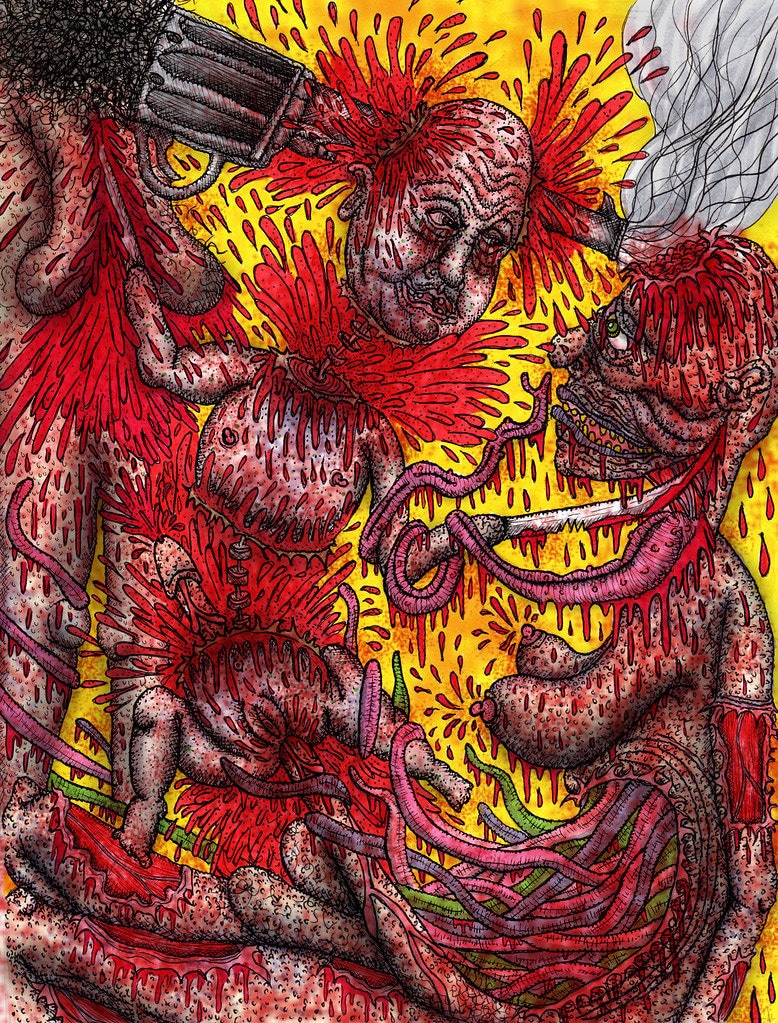 BLOOD BABY print (8”x11”), micron ink and copic markers