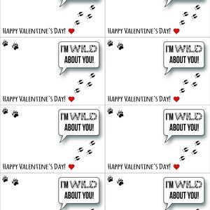 Wild Animal Valentines DIY Printable Valentines 8 per Page Instant ...
