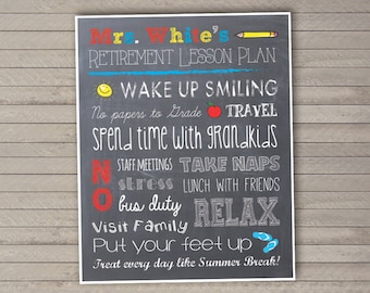 Teacher Retirement Chalkboard Printable (2) -- Retirement Gift -- Print-at-Home -- Digital Art