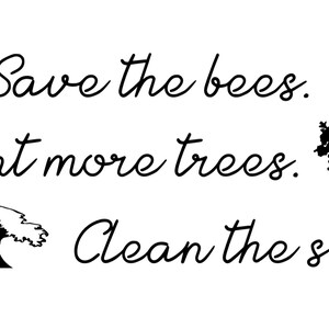 Rette die Bienen, pflanze mehr Bäume, reeinige die Meere - Erde -- DIY -- Vinyl -- Cricut -- Silhouette -- SVG cut File zum sofortigen Download!