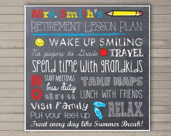 Teacher Retirement Chalkboard Printable (Square) -- Retirement Gift -- Print-at-Home -- Digital Art