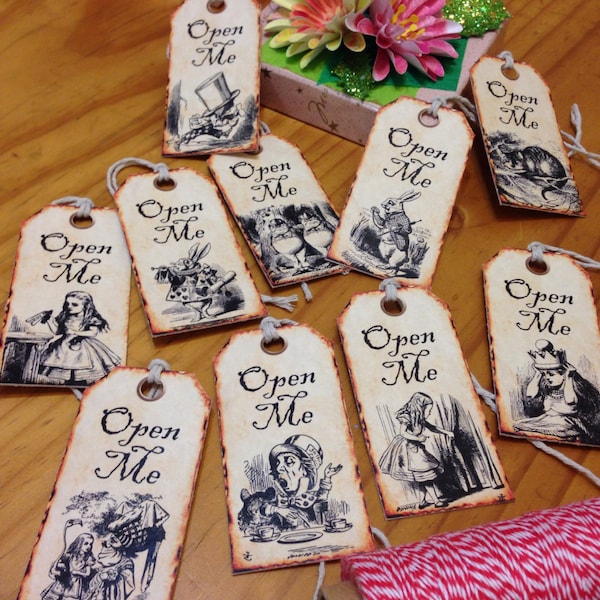 30 tags (3 sets) of “Open Me” series - Alice in Wonderland themed favour tags