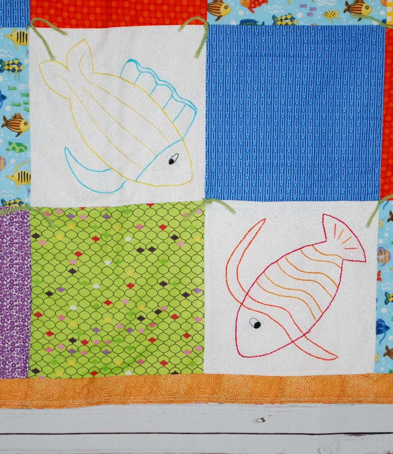 Fish bowl patchwork baby/toddler quilt Etsy 日本
