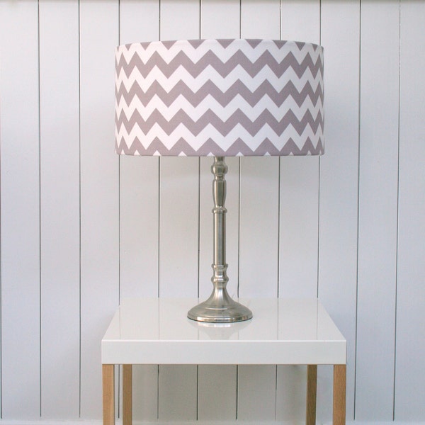 ON SALE! Large grey and white chevron fabric lampshade - pendant ceiling, or table or floor lampshade - ready to post