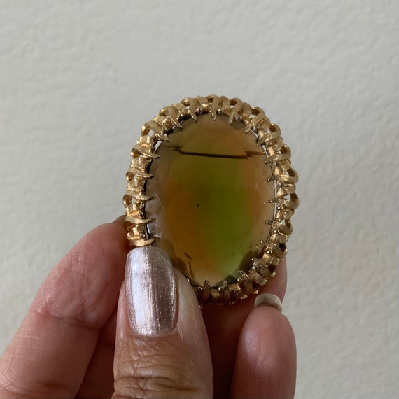 Brushed Gold Topaz Brooch Gem