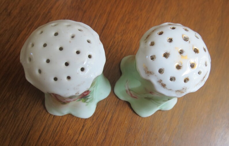 Vintage Cottage Chic Salt and Pepper Shakers Handpainted Roses