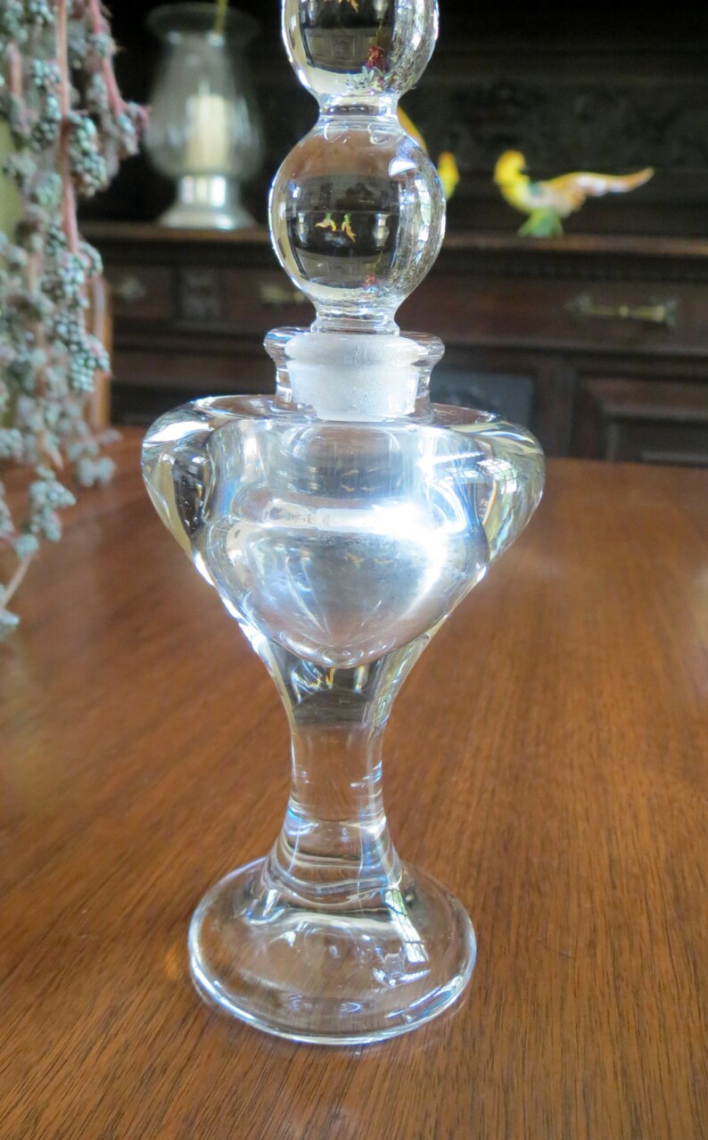 Vintage Clear Crystal Pedestal Perfume Bottle | Etsy