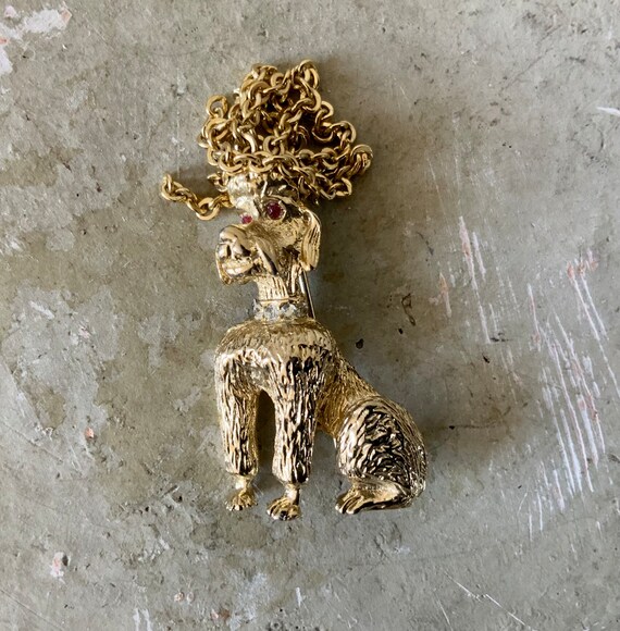 Hobe, Brushed Gold, Poodle Figural Brooch,