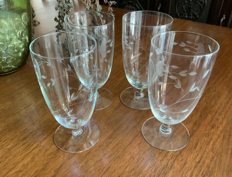 Set of Four Iced Tea Glasses Princess House Heritage Pattern Etsy