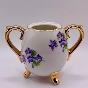Vintage Enesco Violett Porslin Mini Sockerskål/Vas - Original Etiketter