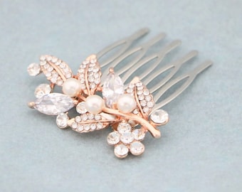 Small Bridal comb Bridesmaid hair comb Wedding hair piece Bridal hair accessories floral Side bridal headpiece Wedding comb Bridal hair comb