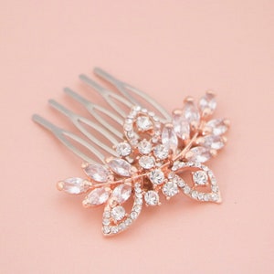 rose gold veil comb wedding hair comb gold small side hair comb wedding hair accessories Crystal hair comb Bridal hair comb Bridesmaid comb