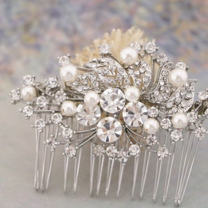 Crystal Pearl Bride Hair Comb Prom Wedding Hairpiece Silver Hair Combs Women Bridal Pearl Headpiece Jewelry Accessory Boho hair piece Pearl