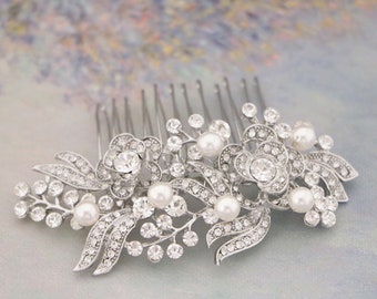 Wedding Hair Comb Hair Jewellery for Wedding Bridal Comb Bride Hair Comb Silver Hair Piece for Bride Bridal Hair Comb Side bridal headpiece